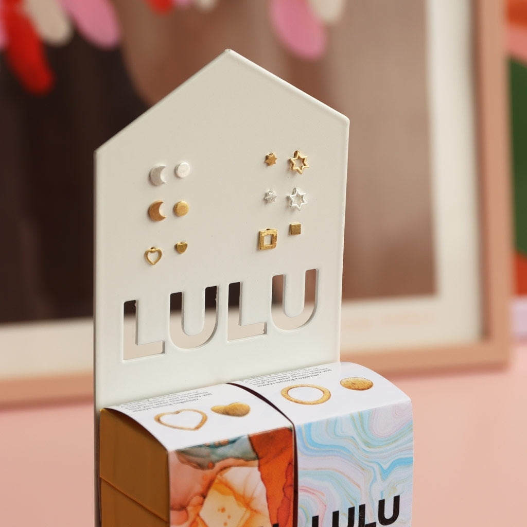 LULU Copenhagen Family Square pair brushed Earrings, pairs Gold plated