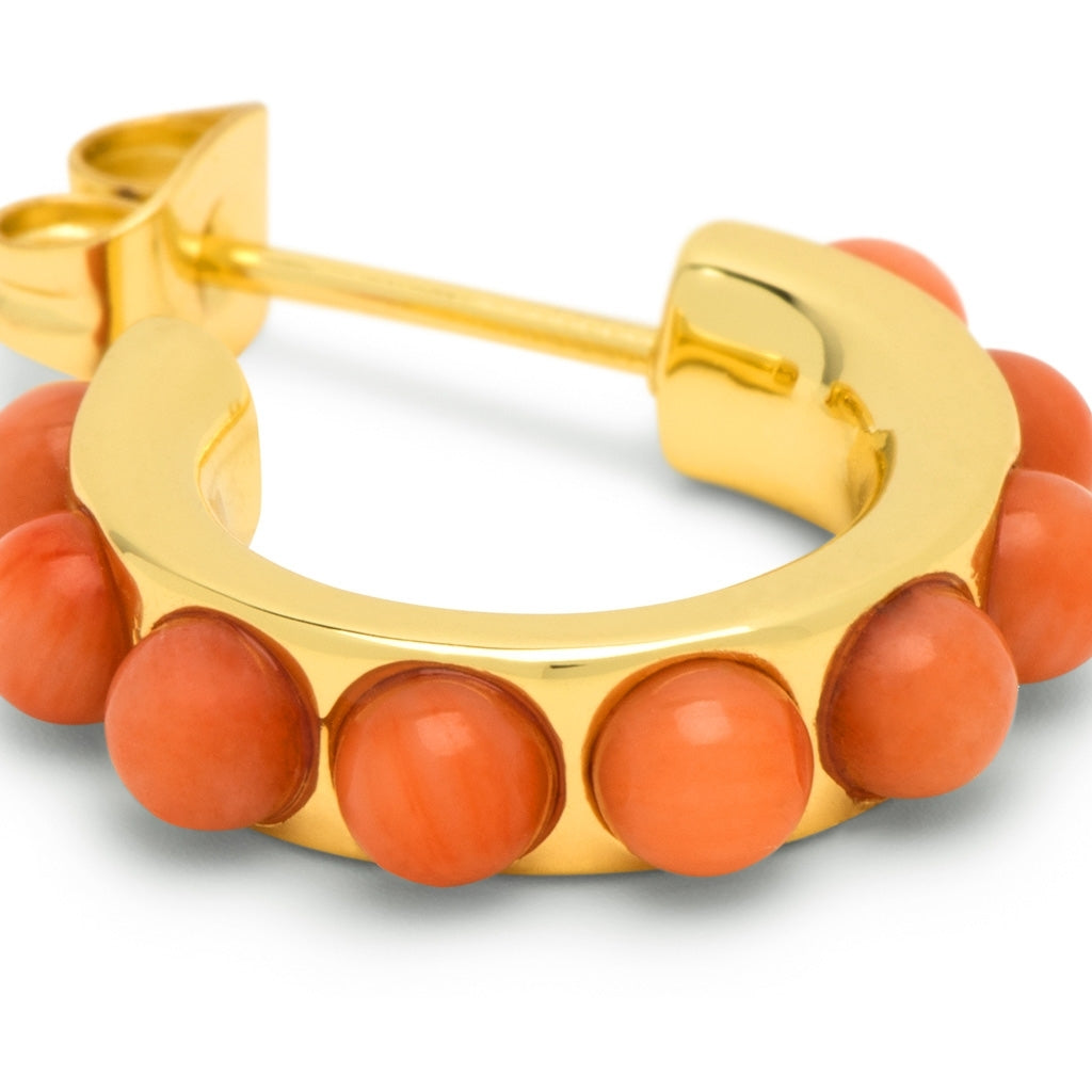 LULU Copenhagen Flower Hoops Stone Pair gold plated Hoops Coral