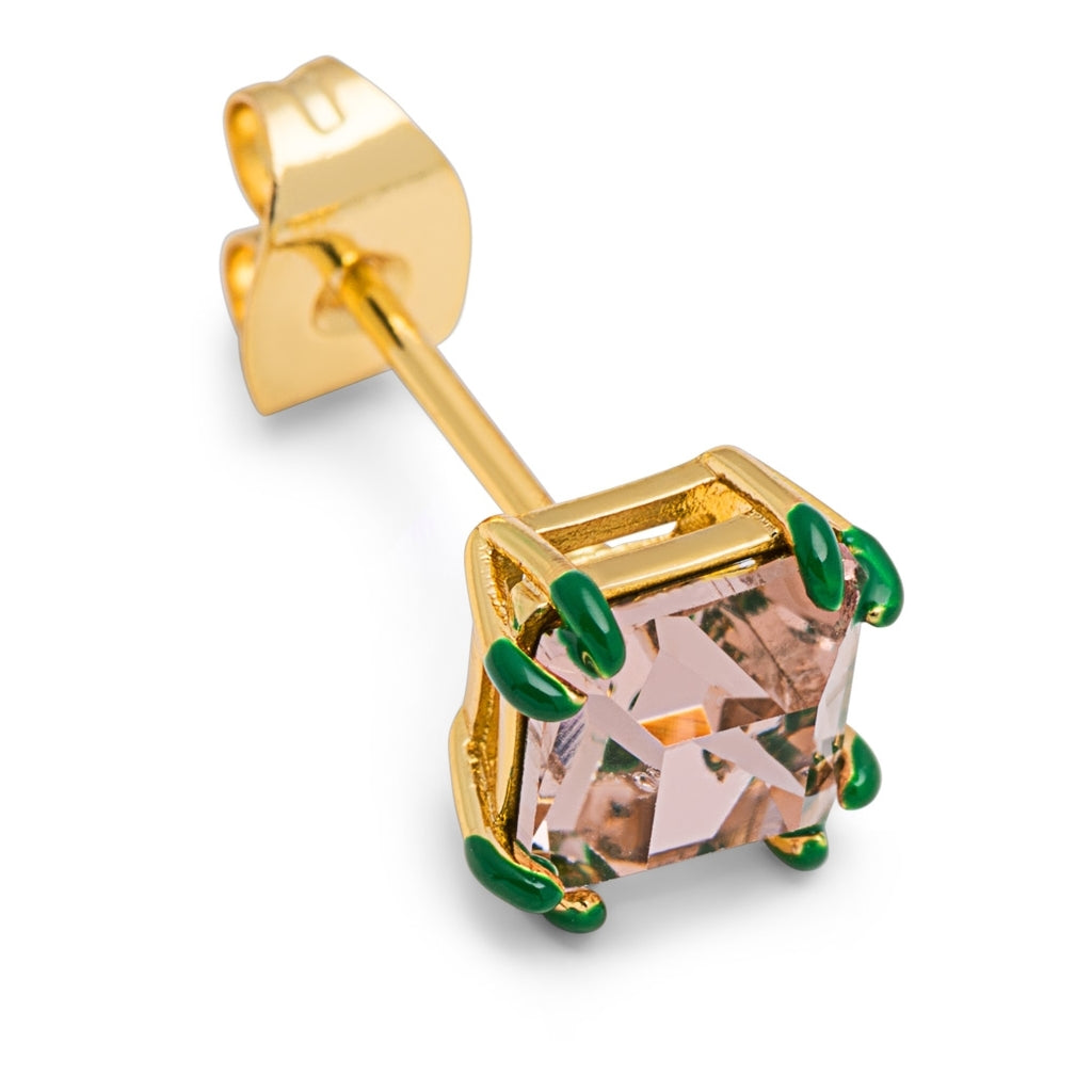 LULU Copenhagen Gala Crystal Bling earring 1 pcs Ear stud, 1 pcs Vintage Rose/Green