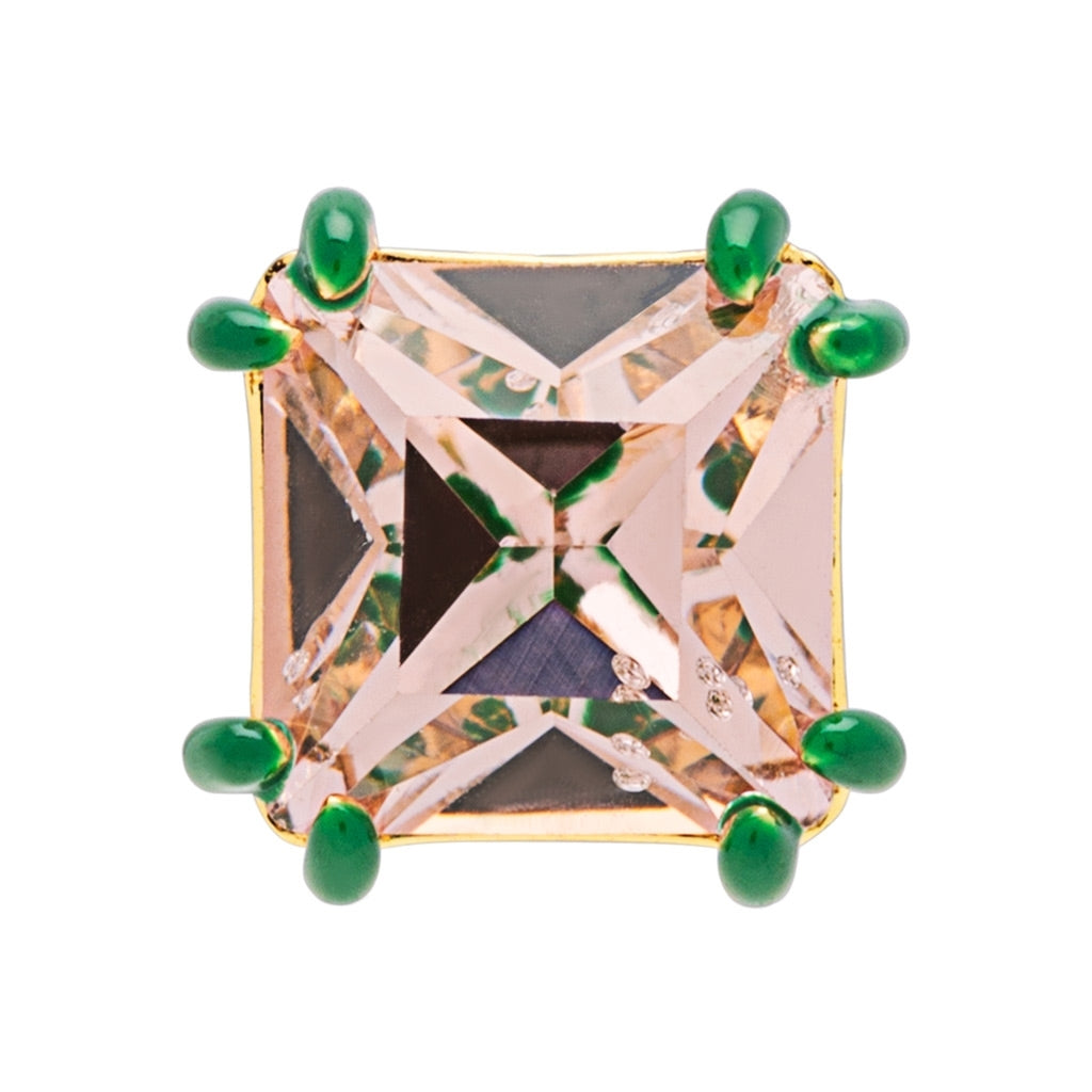 LULU Copenhagen Gala Crystal Bling earring 1 pcs Ear stud, 1 pcs Vintage Rose/Green