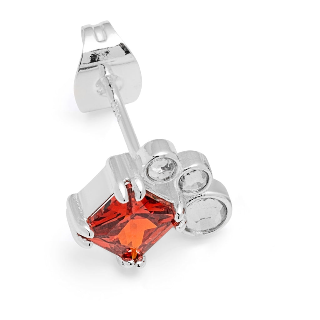 LULU Copenhagen Gala Red Bling Right silver plated earring 1 pcs Ear stud, 1 pcs Silver Plated
