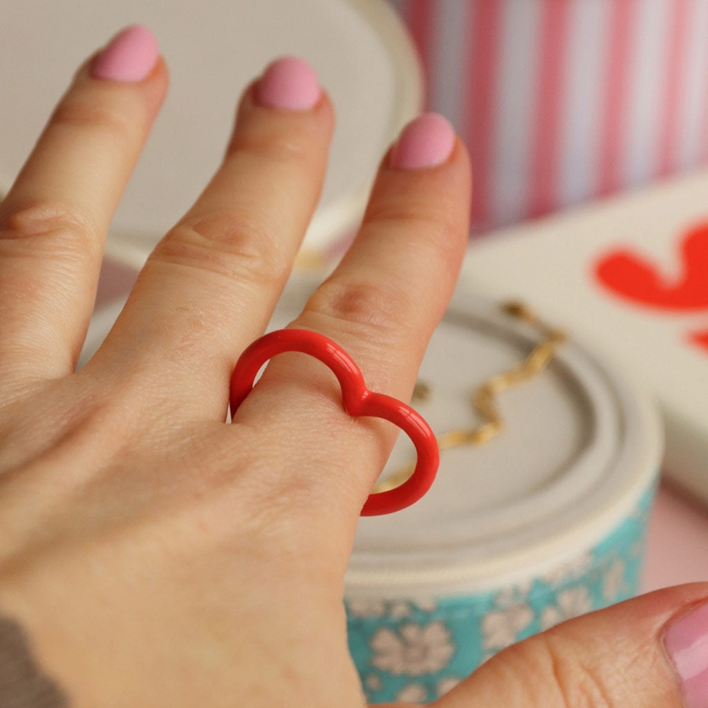 LULU Copenhagen Heart Ring enamel Rings Lipstick Red