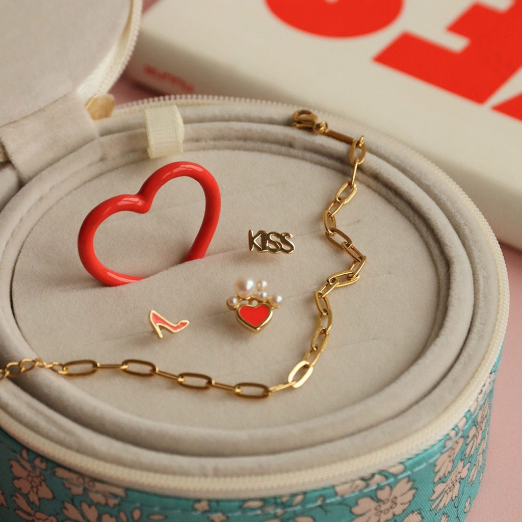 LULU Copenhagen Heart Ring enamel Rings Lipstick Red