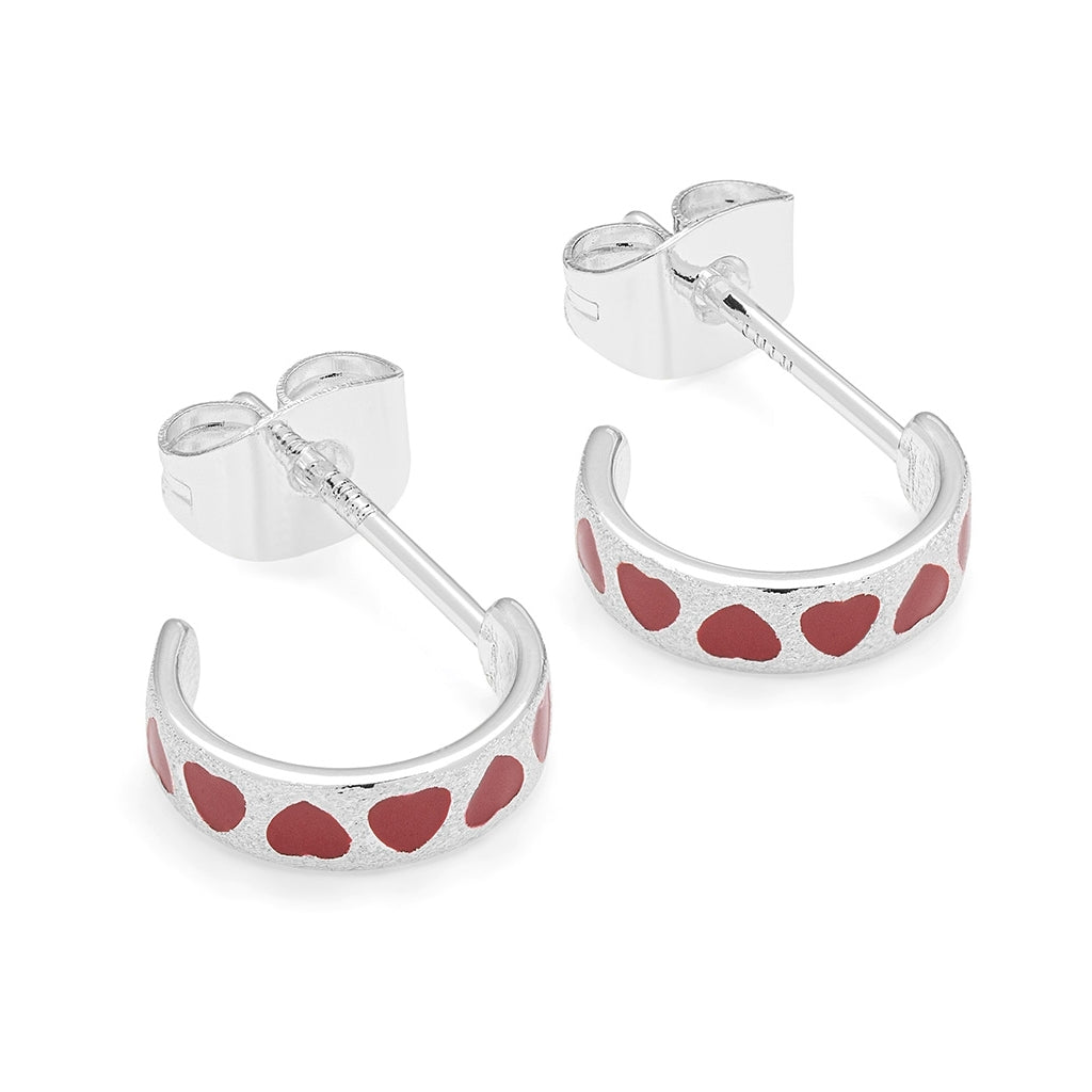 LULU Copenhagen Love Repeat hoops pair - silver plated Hoops Passion Red