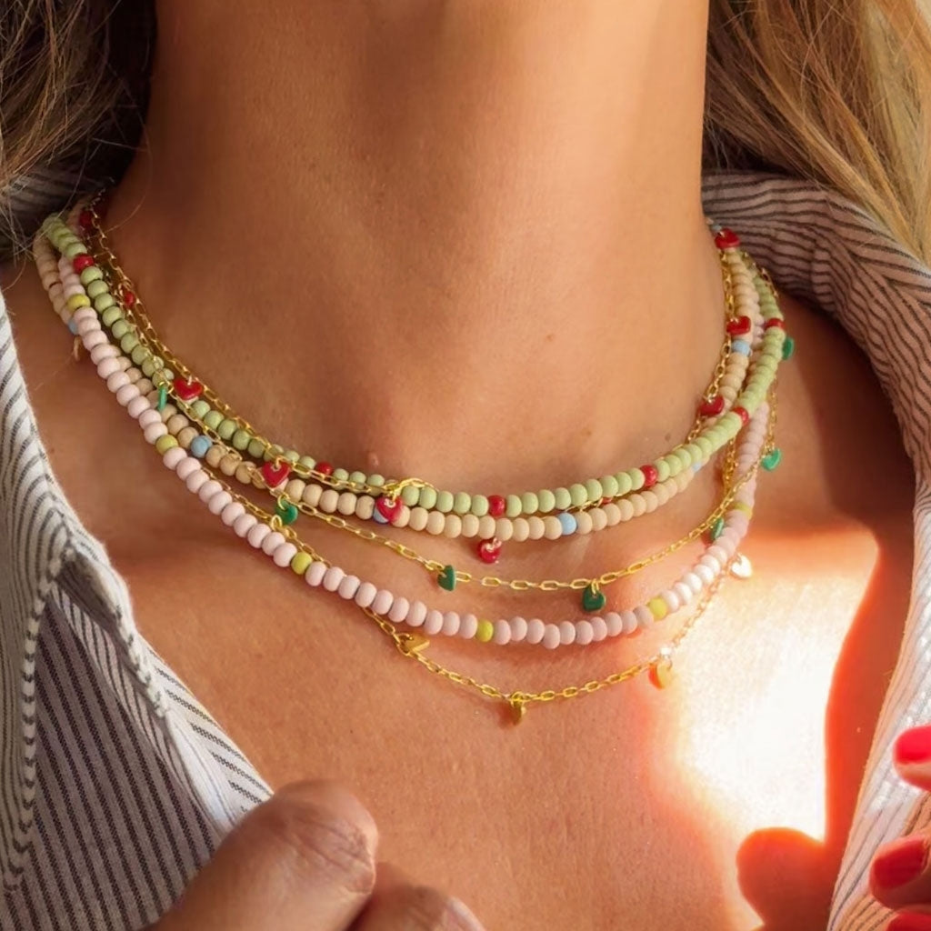 LULU Copenhagen Love U Necklace gold plated Necklaces Light Green