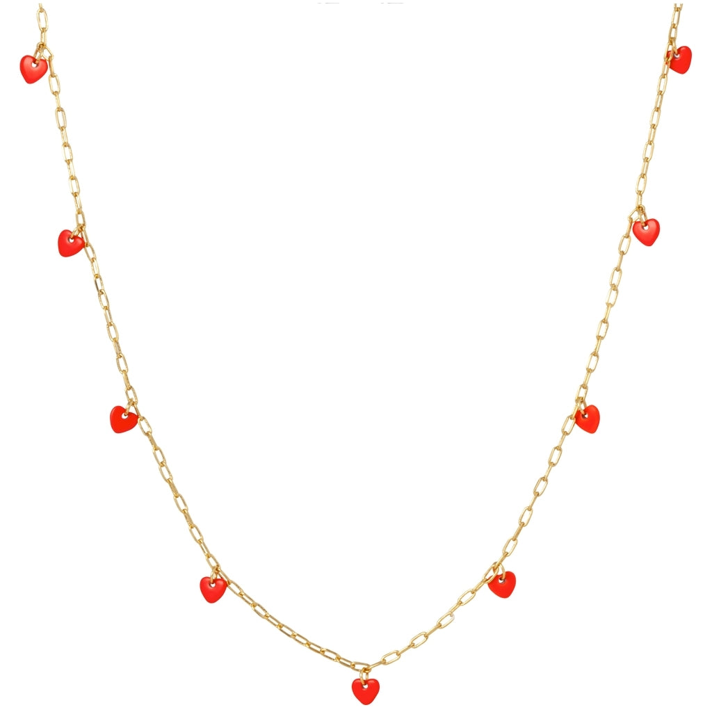 LULU Copenhagen Love U Necklace gold plated Necklaces Lipstick Red