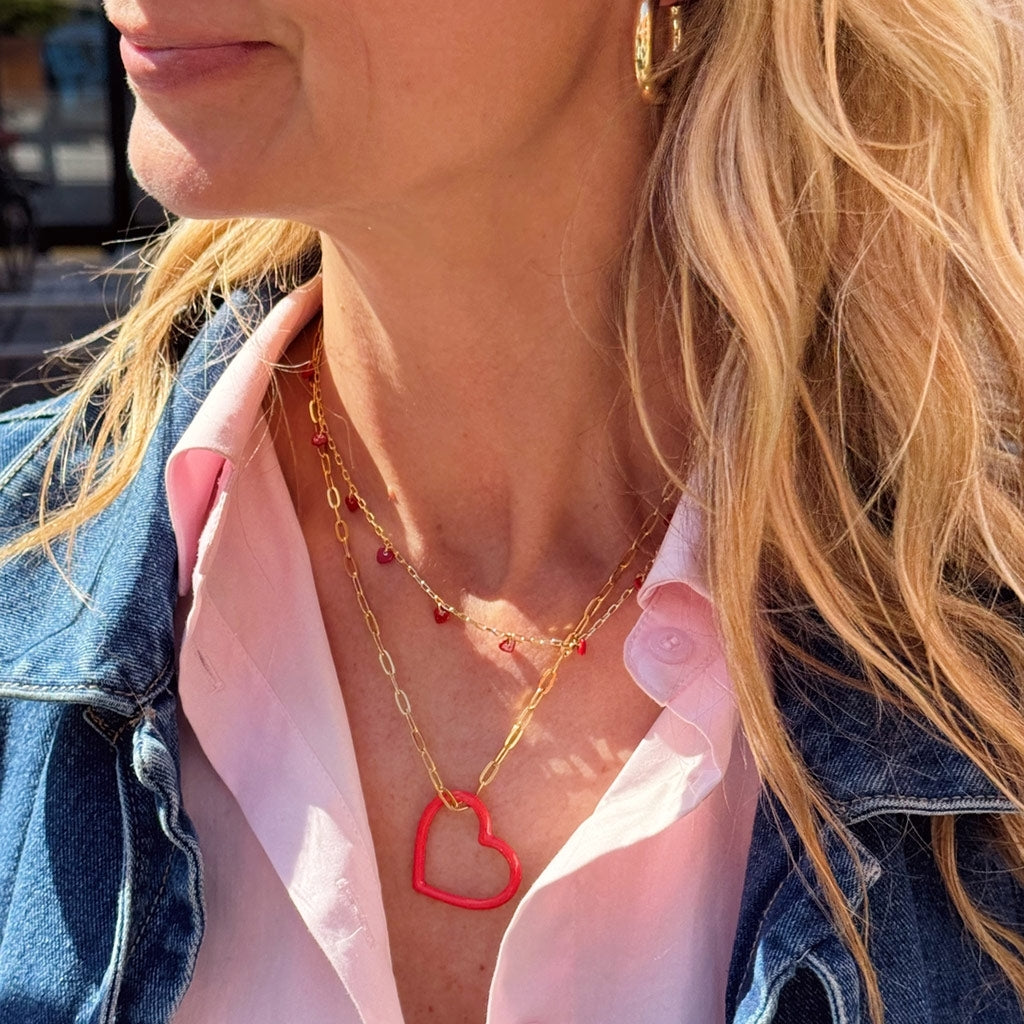 LULU Copenhagen Love U Necklace gold plated Necklaces Passion Red