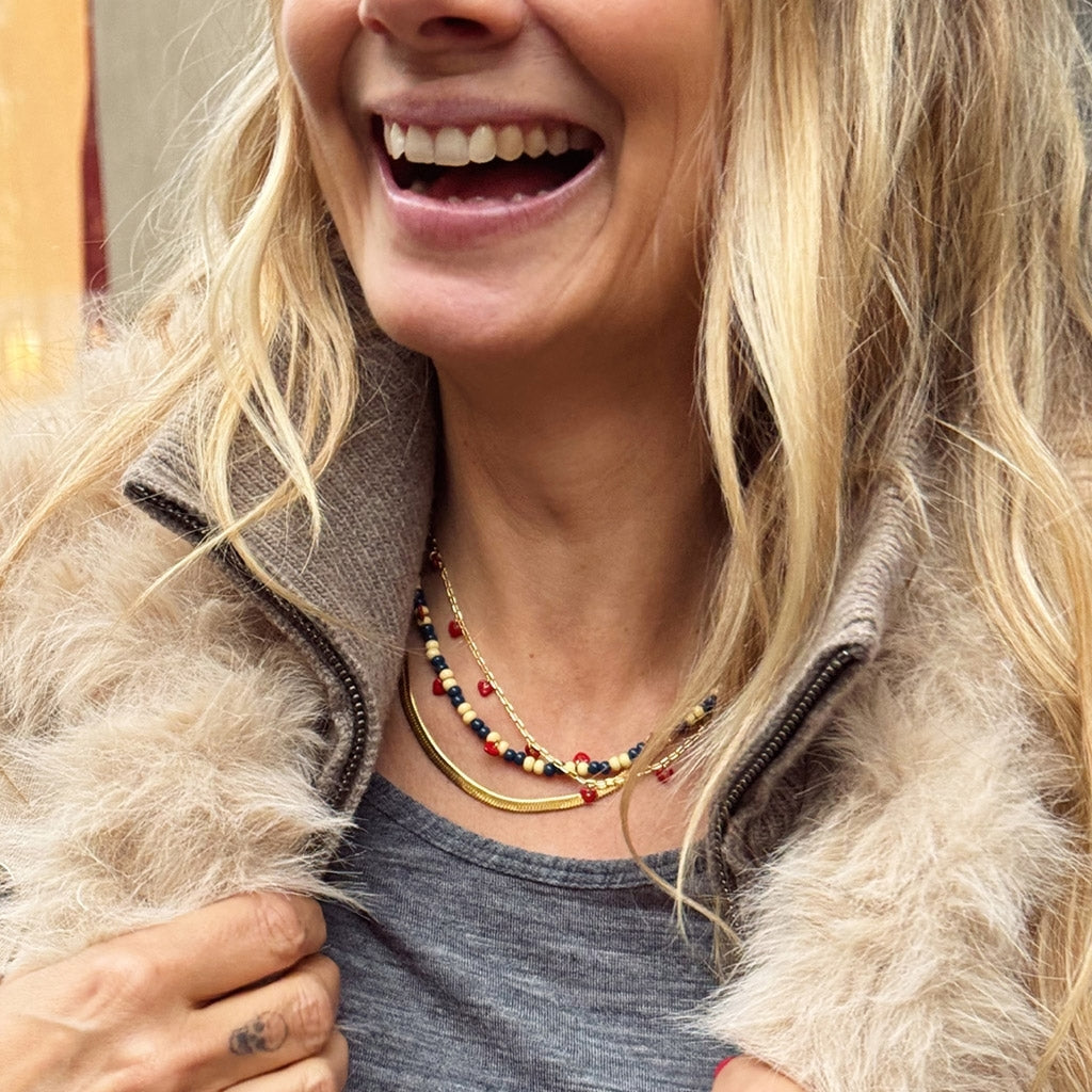 LULU Copenhagen Love U Necklace gold plated Necklaces Passion Red