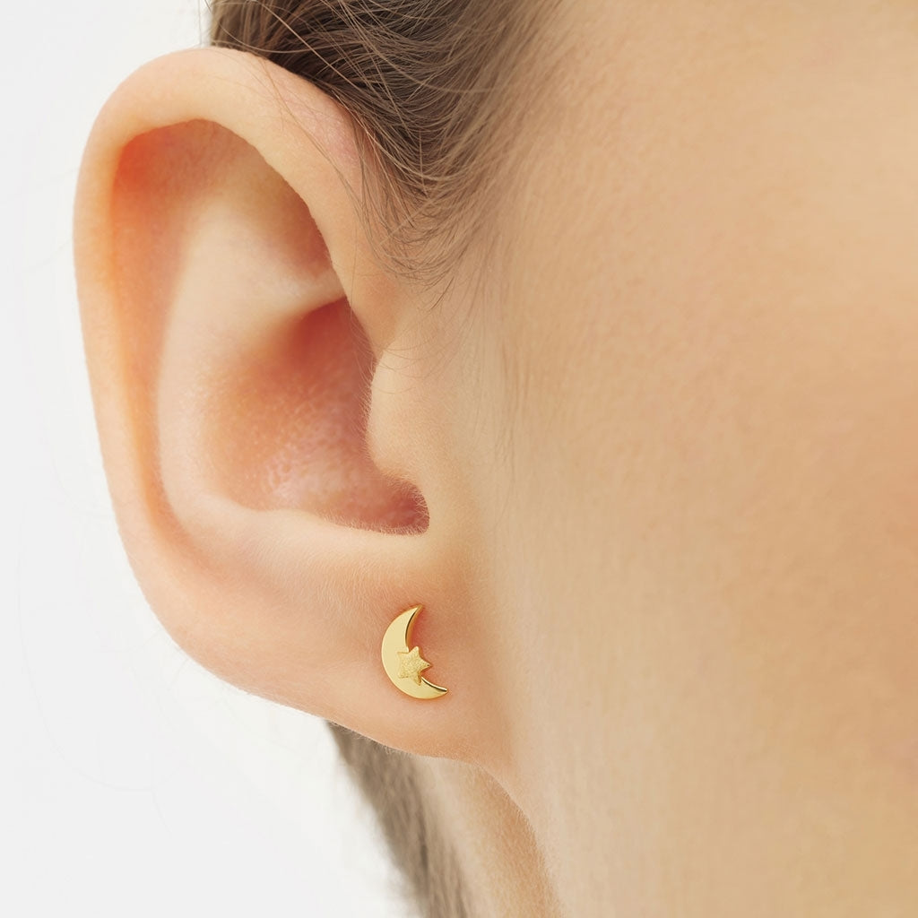 LULU Copenhagen Moon & Star earring 1 pcs Ear stud, 1 pcs Gold plated