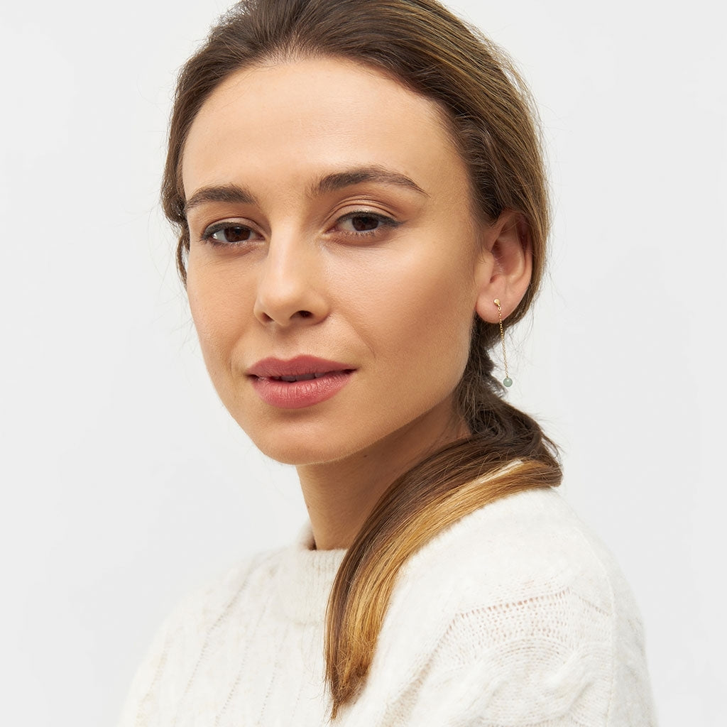 LULU Copenhagen Natural Stone Chain earring 1 pcs Ear stud, 1 pcs Light Green