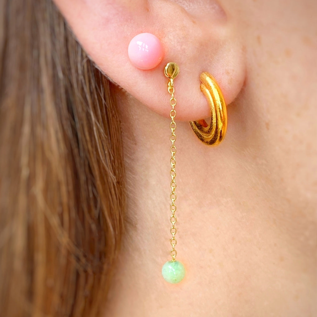 LULU Copenhagen Natural Stone Chain earring 1 pcs Ear stud, 1 pcs Light Green