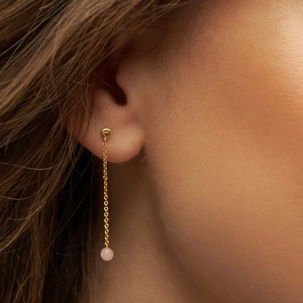 LULU Copenhagen Natural Stone Chain earring 1 pcs Ear stud, 1 pcs Rose