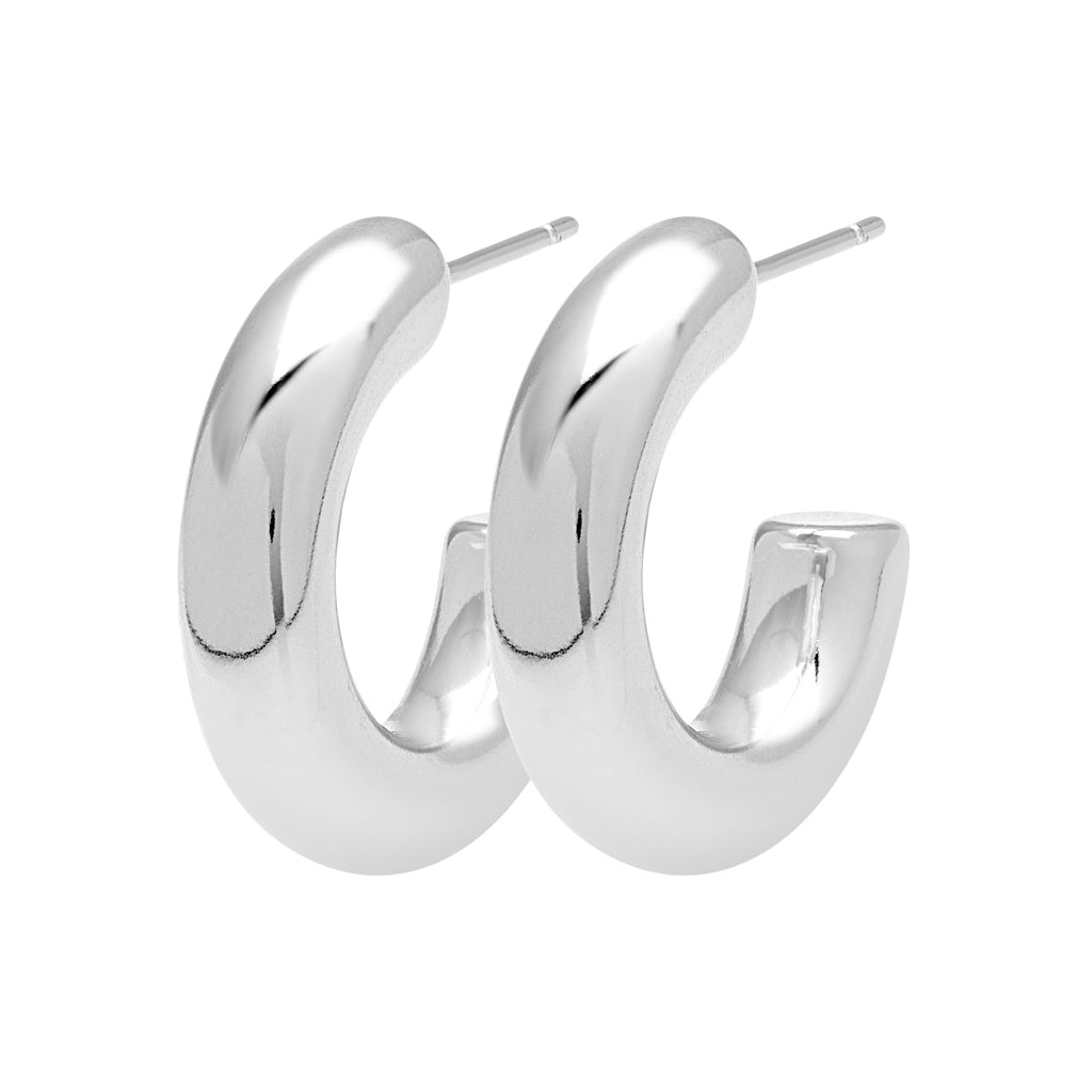LULU Copenhagen Non Hoops Chunky Small pair Hoops Silver Plated