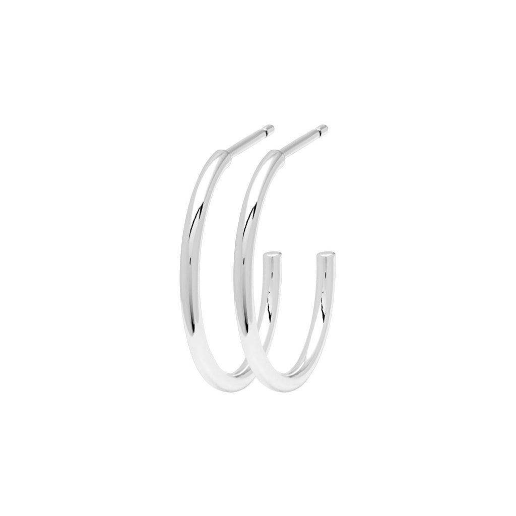 LULU Copenhagen Non Hoops Medium pair shiny Hoops Silver Plated