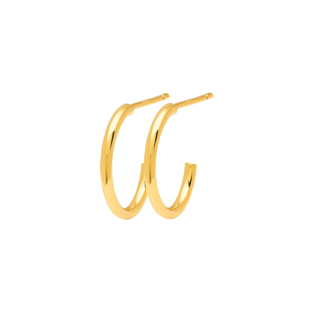 LULU Copenhagen Non Hoops Small pair shiny Hoops Gold plated