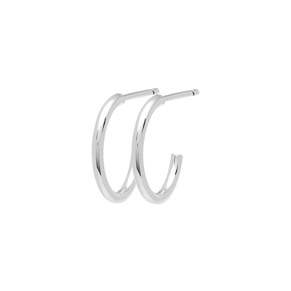 LULU Copenhagen Non Hoops Small pair shiny Hoops Silver Plated