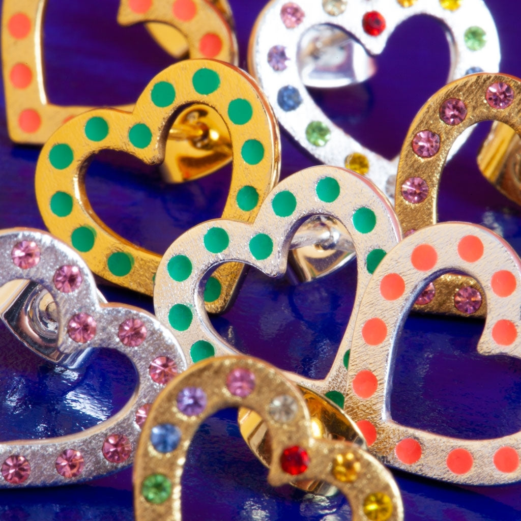 LULU Copenhagen OMG Heart earring 1 pcs silver plated Ear stud, 1 pcs Rainbow