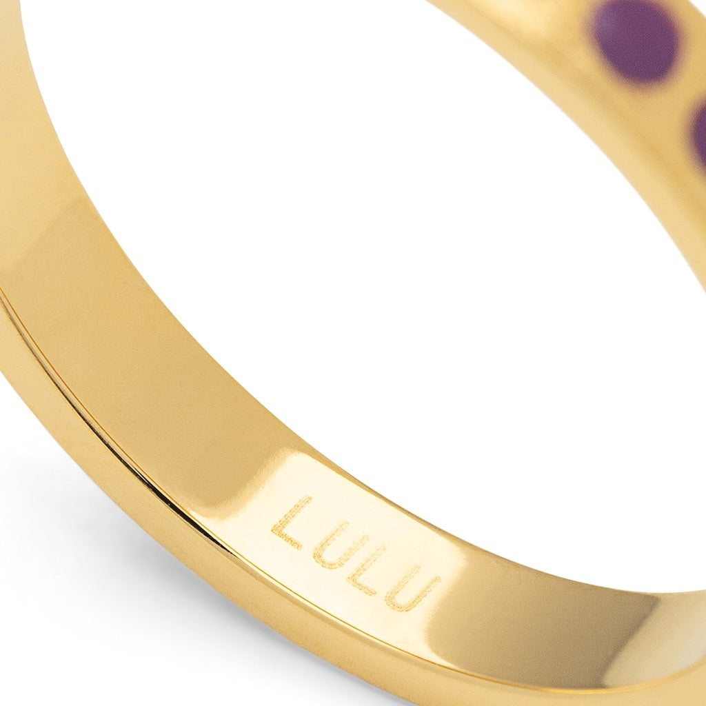 LULU Copenhagen Pattern Ring gold plated Rings Purple Harvest