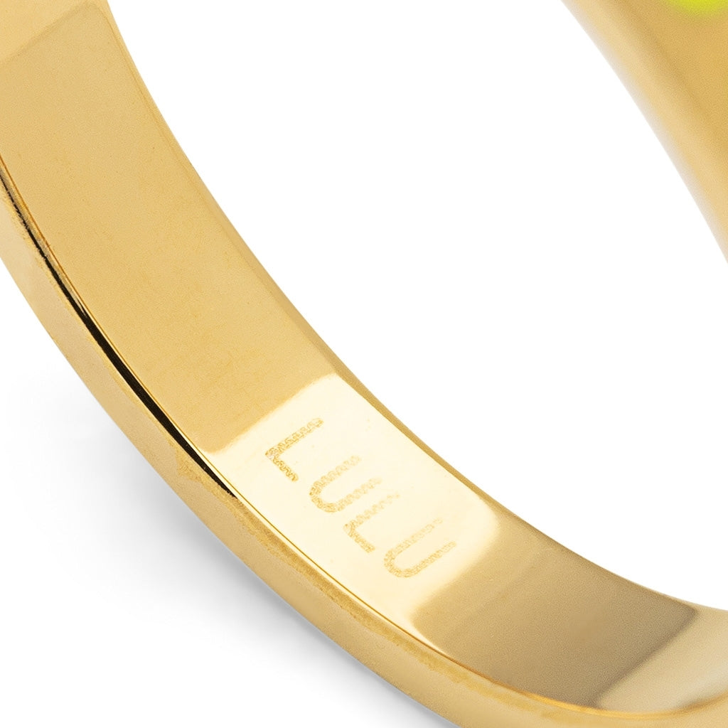 LULU Copenhagen Pattern Ring gold plated Rings Wild Lime