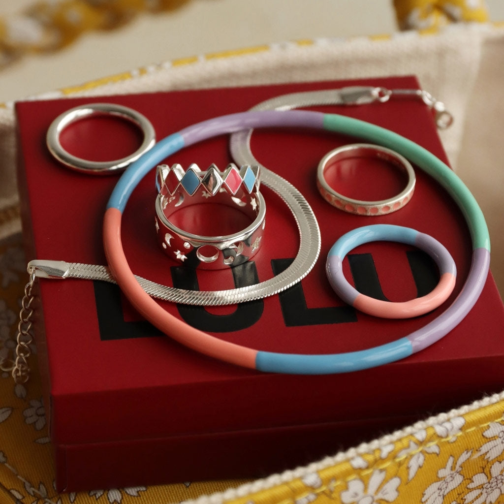 LULU Copenhagen Pattern Ring silver Rings Burnt Coral