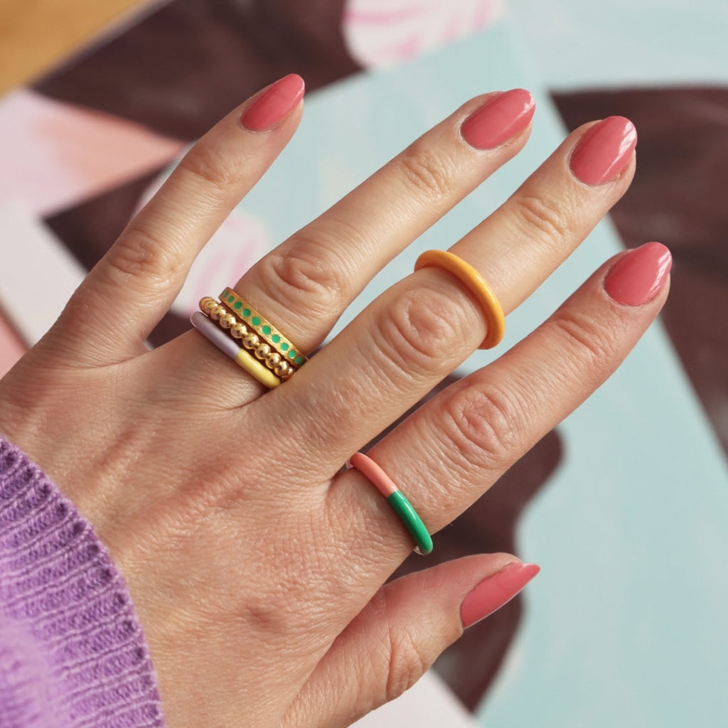 LULU Copenhagen Pattern Ring silver Rings Wild Lime