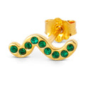 Snaky earring 1 pcs gold plated - Green