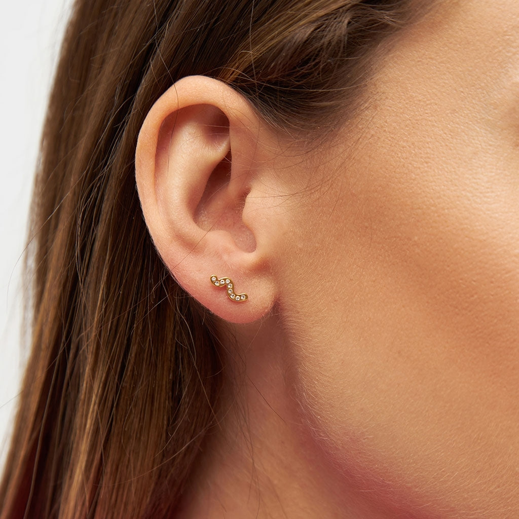 LULU Copenhagen Snaky earring 1 pcs gold plated Ear stud, 1 pcs White