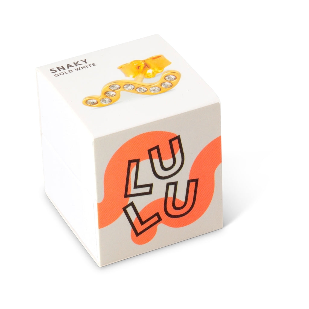 LULU Copenhagen Snaky earring 1 pcs gold plated Ear stud, 1 pcs White