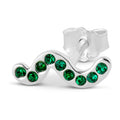Snaky earring 1 pcs silver plated - Green