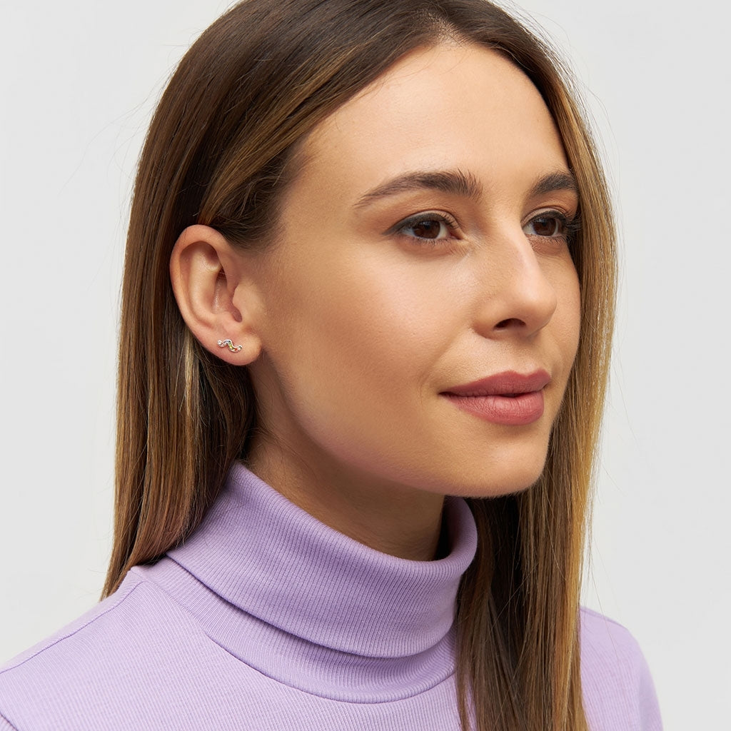 LULU Copenhagen Snaky earring 1 pcs silver plated Ear stud, 1 pcs Rainbow