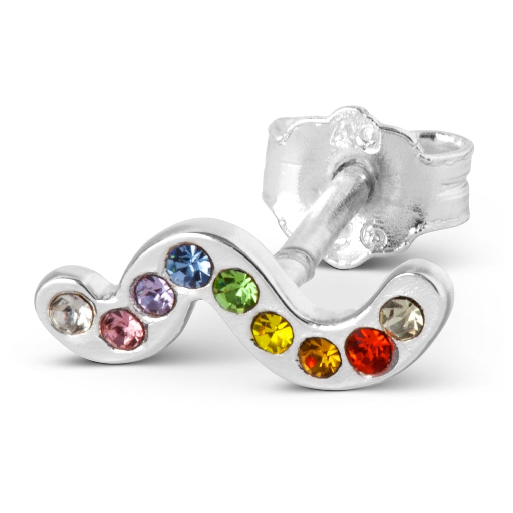 LULU Copenhagen Snaky earring 1 pcs silver plated Ear stud, 1 pcs Rainbow