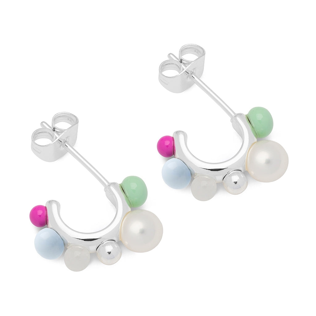 LULU Copenhagen Space Hoops Pair silver plated Hoops Skyride Blue