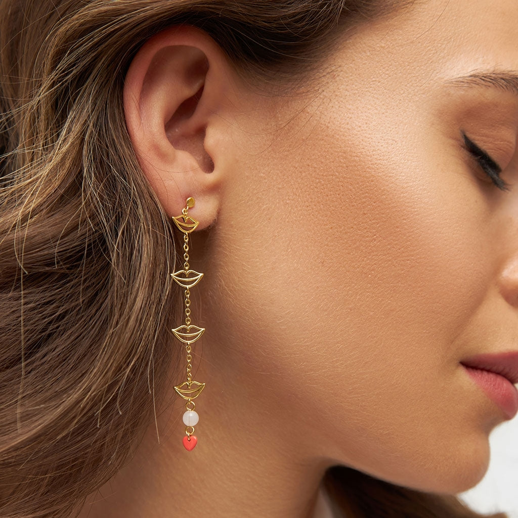 LULU Copenhagen Topping Long 4 Secrets earring 1 pcs Ear stud, 1 pcs Gold plated