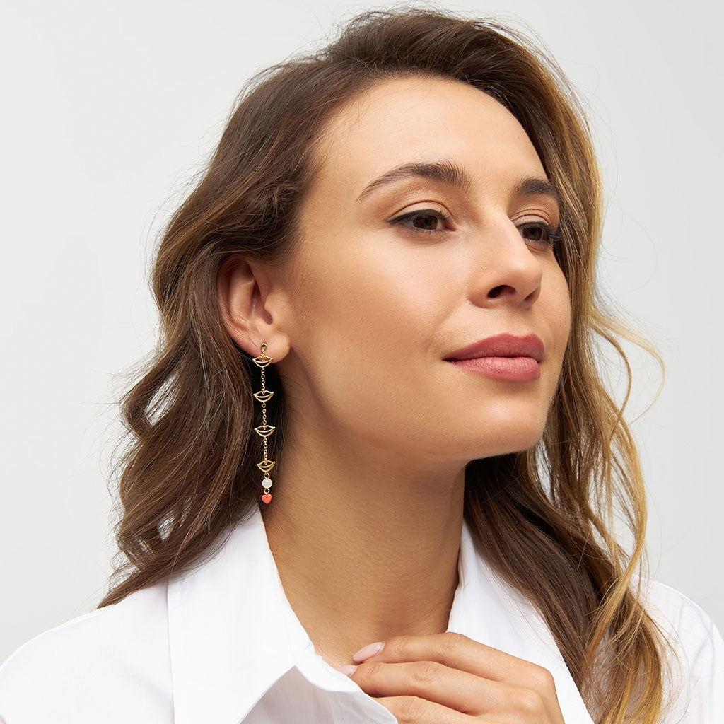 LULU Copenhagen Topping Long 4 Secrets earring 1 pcs Ear stud, 1 pcs Gold plated