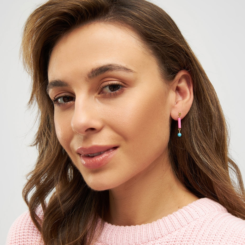 LULU Copenhagen Topping Short Pipe earring 1 pcs Ear stud, 1 pcs Pink