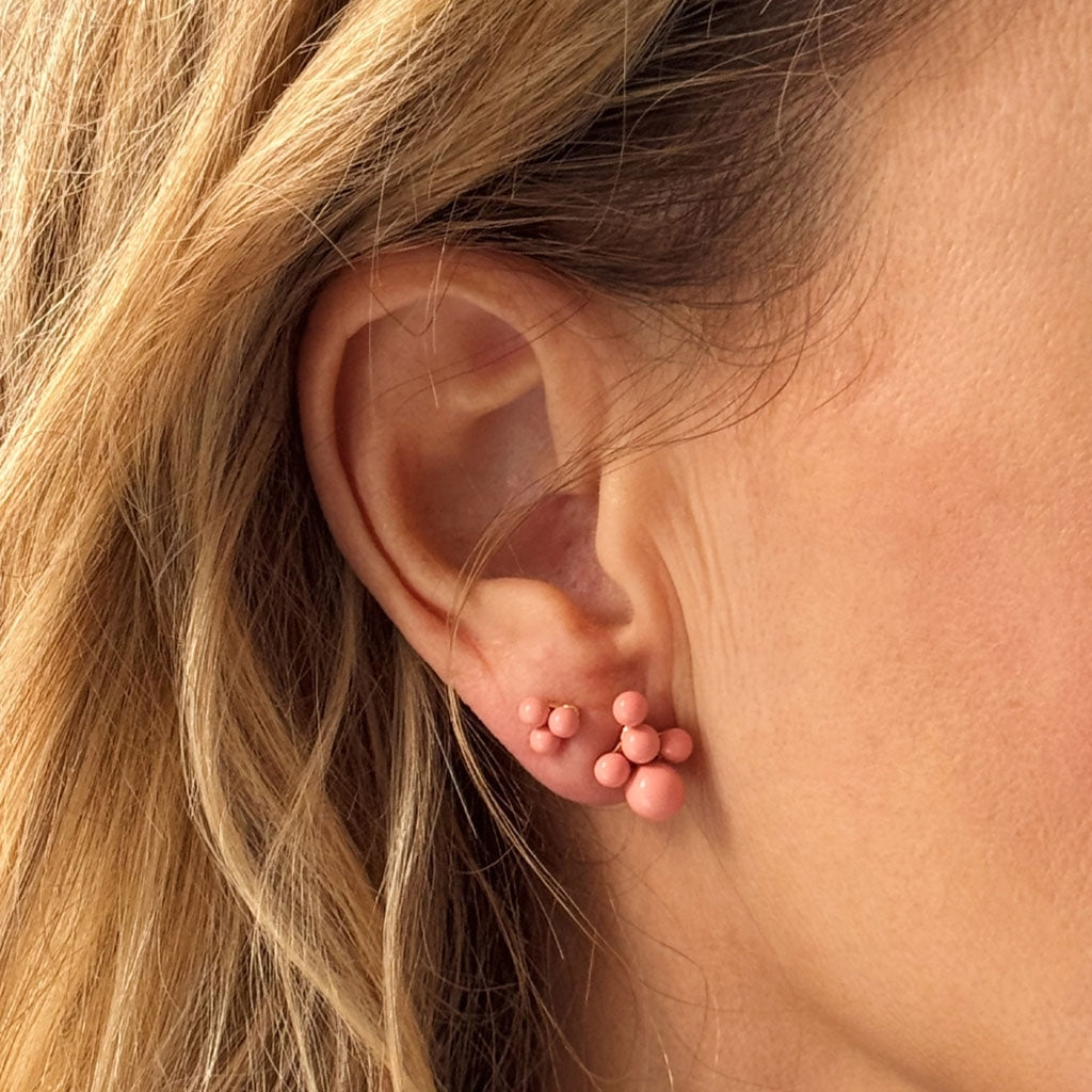 LULU Copenhagen Trio earring 1 pcs - enamel Ear stud, 1 pcs Burnt Coral