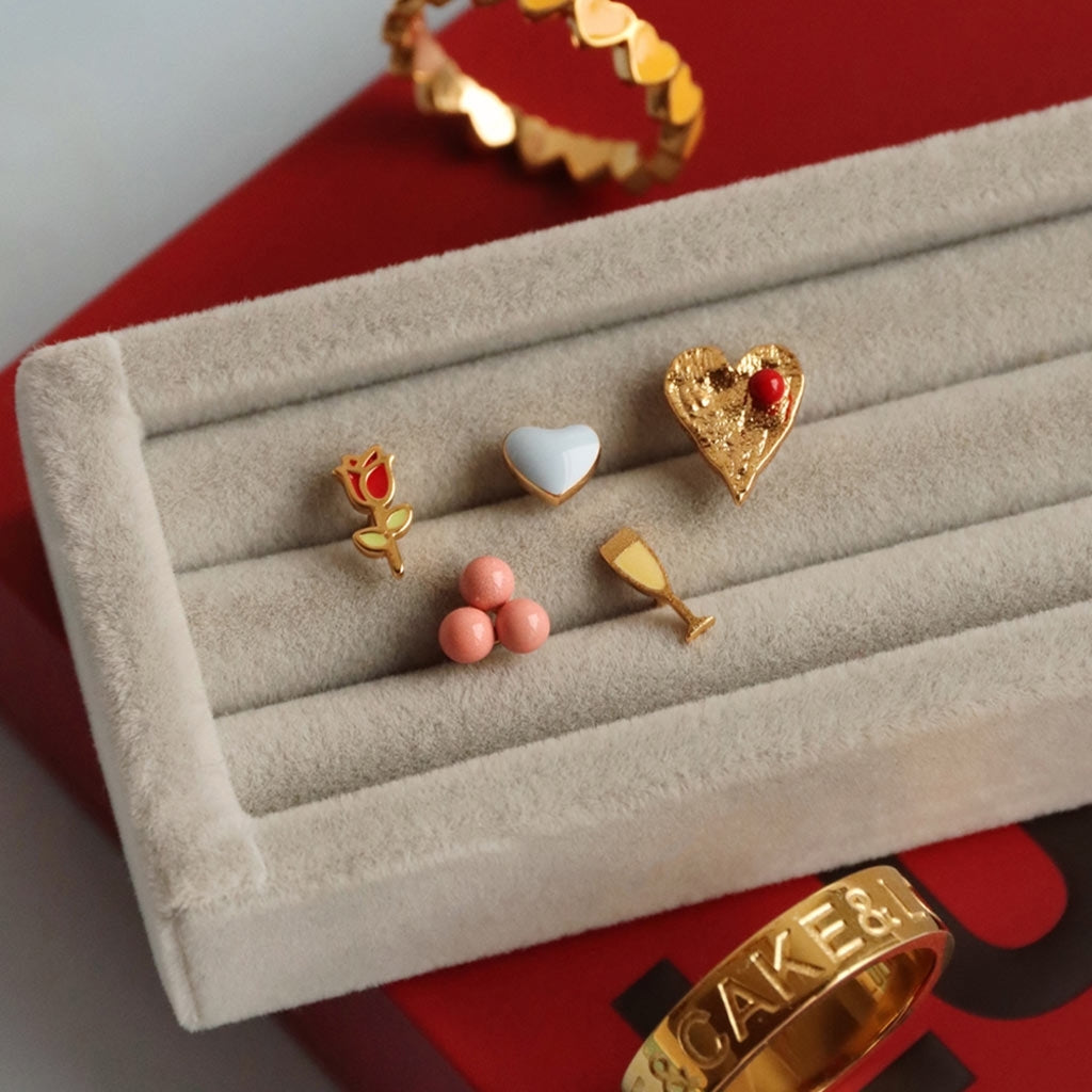 LULU Copenhagen Trio earring 1 pcs - enamel Ear stud, 1 pcs Burnt Coral