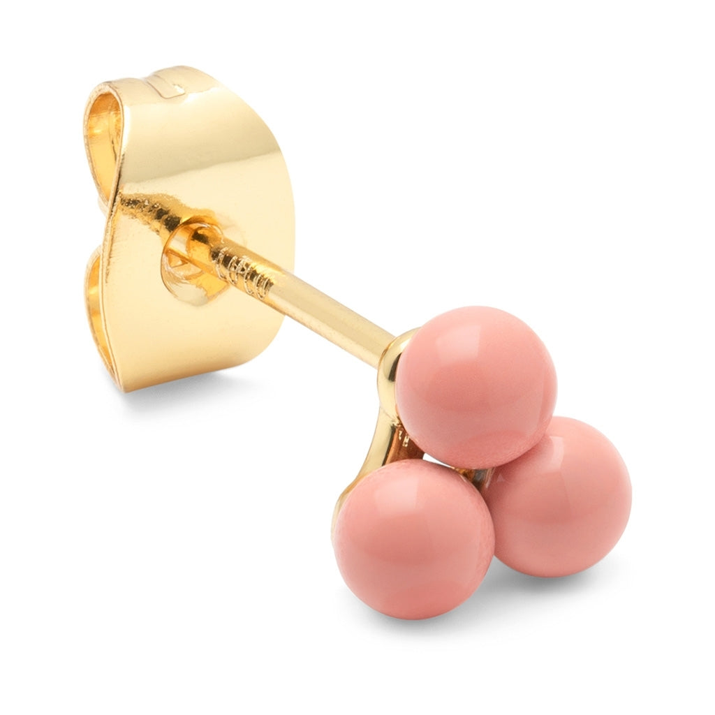 LULU Copenhagen Trio earring 1 pcs - enamel Ear stud, 1 pcs Burnt Coral
