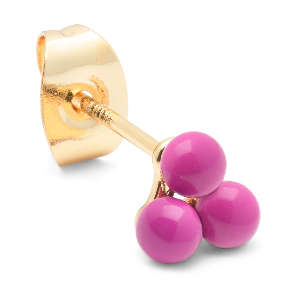 LULU Copenhagen Trio earring 1 pcs - enamel Ear stud, 1 pcs Electric Fuchsia Pink