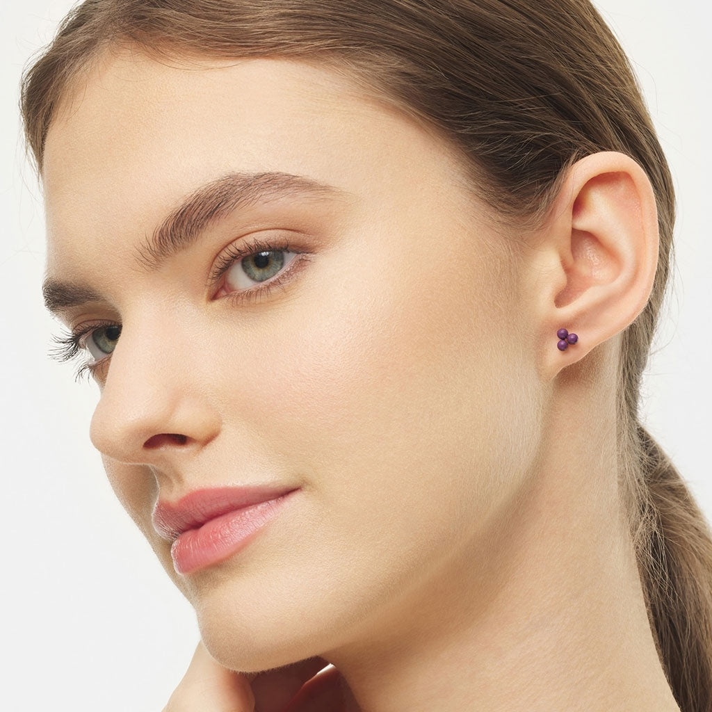 LULU Copenhagen Trio earring 1 pcs - enamel Ear stud, 1 pcs Purple Harvest