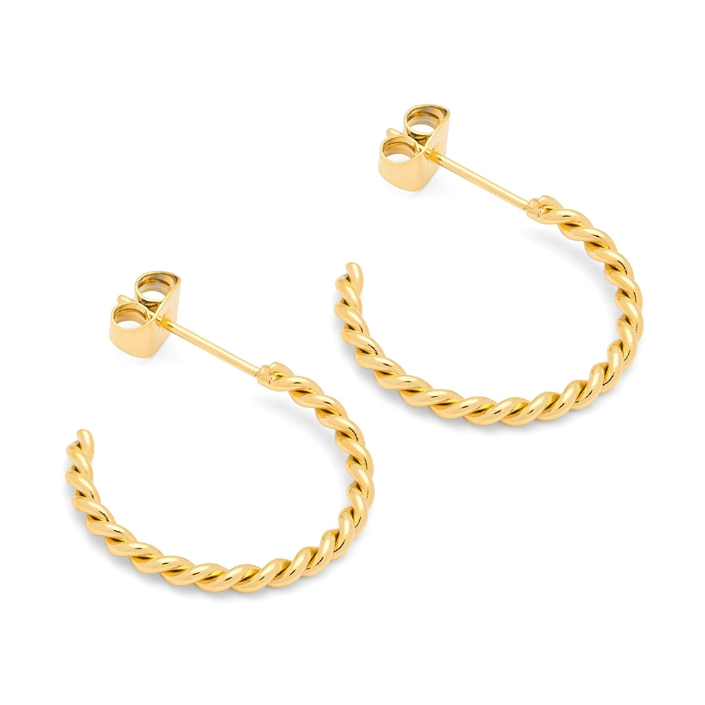 LULU Copenhagen Twisted Hoops pair Hoops Gold plated