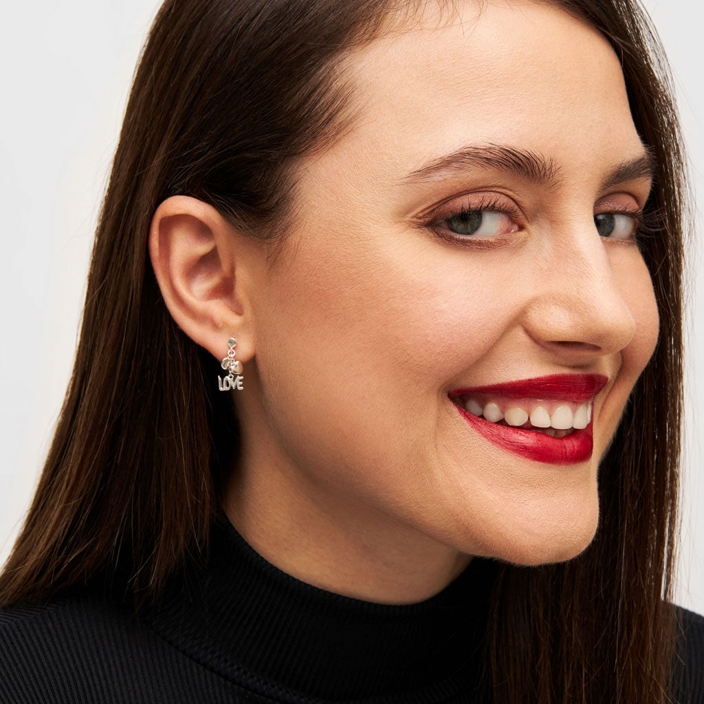 LULU Copenhagen Word Love Dangling earring 1 pcs Ear stud, 1 pcs Silver Plated