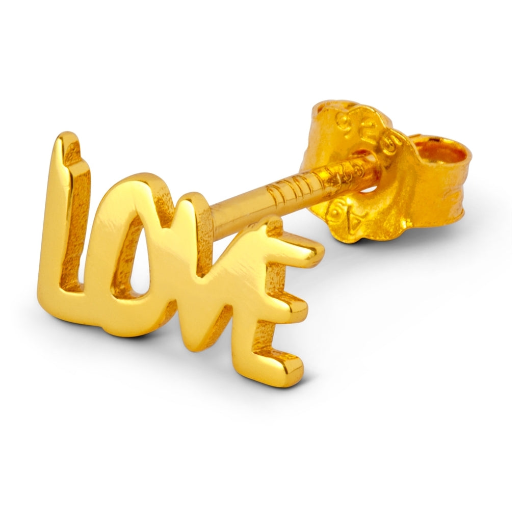 LULU Copenhagen Word Love earring 1 pcs Ear stud, 1 pcs Gold plated