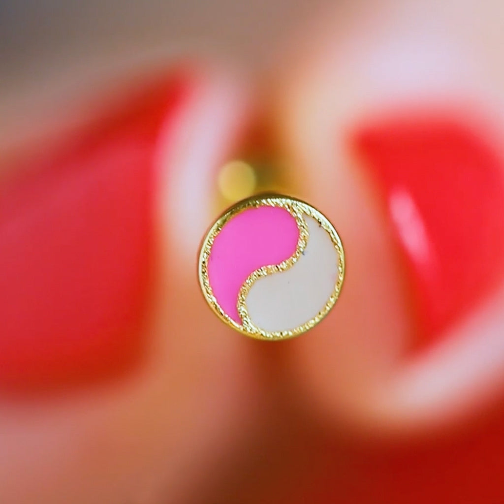 LULU Copenhagen Yin Yang 1 earring pcs Ear stud, 1 pcs Pink/Buttercream