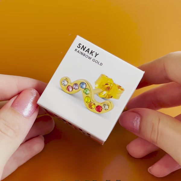 LULU Copenhagen Snaky earring 1 pcs gold plated Ear stud, 1 pcs Rainbow - Video preview