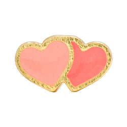 LULU Copenhagen 2Hearts 1 pcs gold plated Ear stud, 1 pcs Burnt Coral-Orange Coral