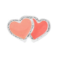2Hearts 1 pcs silver plated - Burnt Coral-Orange Coral