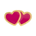 2Hearts earring 1 pcs gold plated - Plum