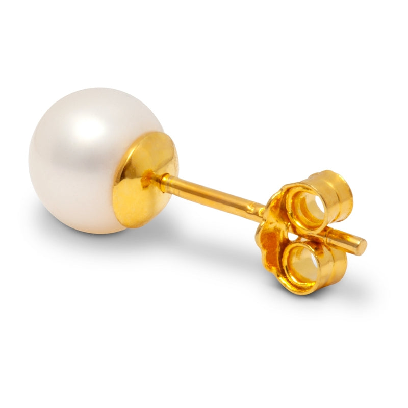 LULU Copenhagen Ball Large Pearl 1 pcs gold plated Ear stud, 1 pcs Gold plated