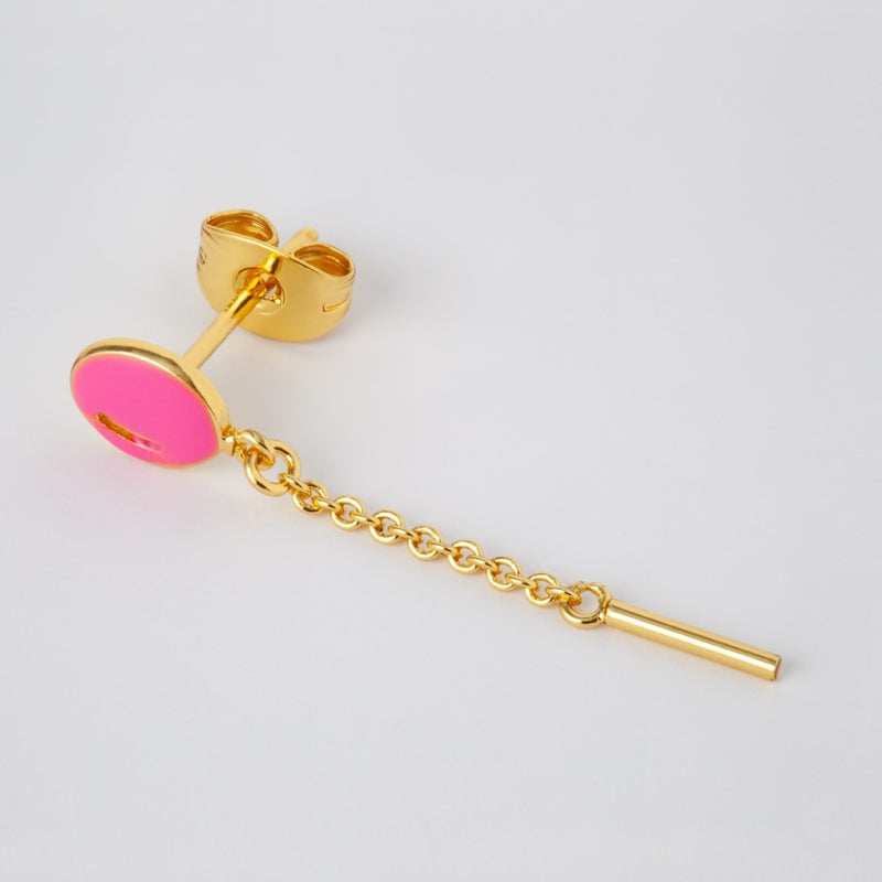 LULU Copenhagen Balloon 1 pcs gold plated Ear stud, 1 pcs Pink